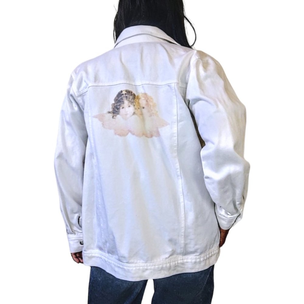 Vintage 90's pastel cherubs white angelic denim jean jacket